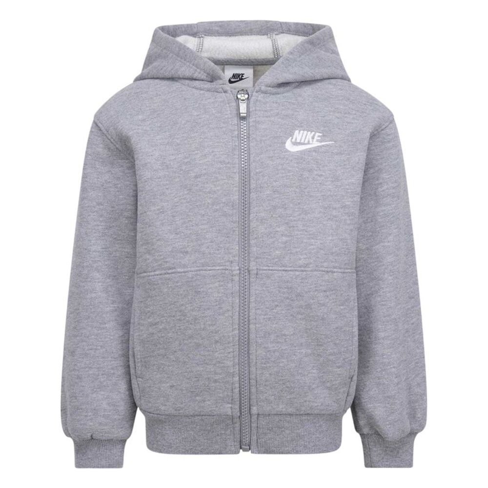 Nike Childrens/Kids Sportswear Club Embroidered Logo Full Zip Hoodie / Gray